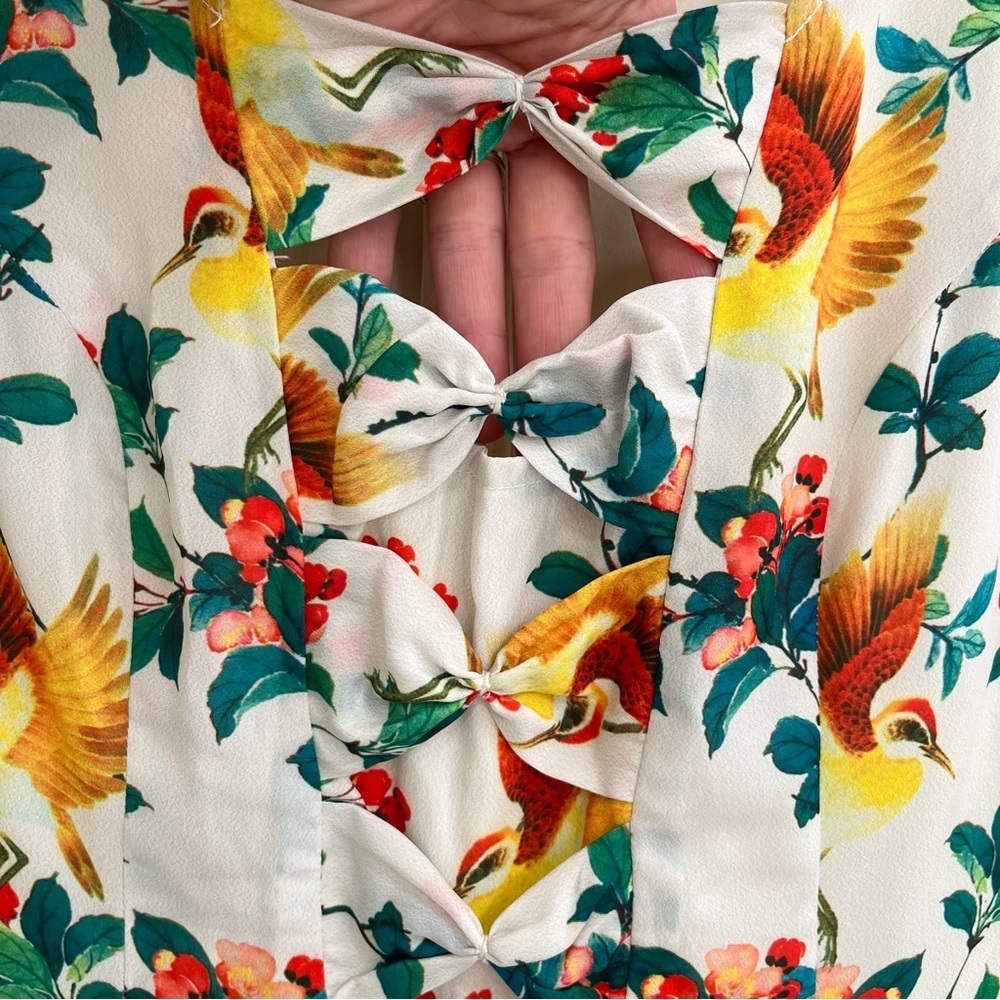 Eshakti tropical bird print romper bow detail retro vintage inspired medium - Picture 6 of 14